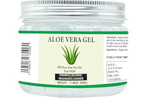 Raslok Aloe Vera Gel 99% Pure Natural Aloe Gel For Face Skin & Hair Care (11.46 oz - 325gm)