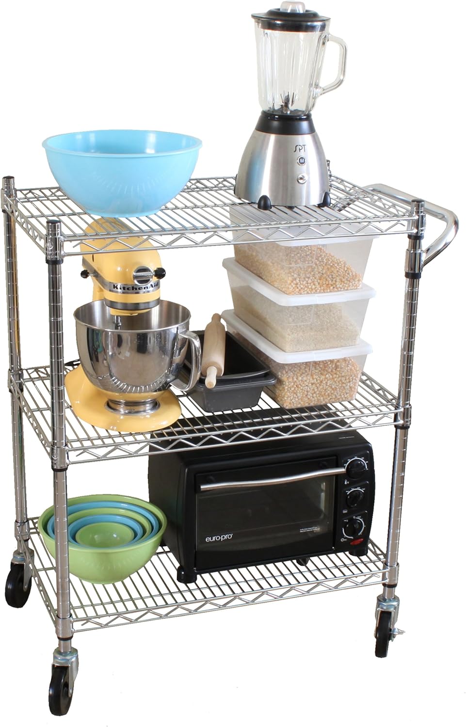 Oceanstar 3-Tier Heavy Duty All-Purpose Utility Cart, Chrome: Home & Kitchen