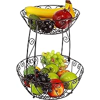 SimpleHouseware 2-Tier Countertop Fruit Basket Bowl Storage, Bronze