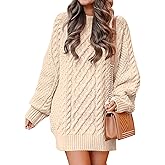 ANRABESS Womens Sweater Dress Oversized Cable Knit Chunky Long Sleeve Short Dresses 2025 Fall Outfits Vacation Winter Clothes