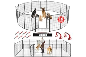VISCOO Dog Playpen Outdoor, 16 Panels 40" High Metal Dog Fence with Gate, Pet Fence for Large/Small Dogs, Portable Dog Fence for RV Camping, Yard