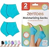 ZenToes Moisturizing Socks for Cracked Heel Treatment, Vitamin E, Olive Oil and Jojoba Oil Infused Heel Socks, Spa Gifts for Women, Relaxation Gifts for Women (Fuzzy Blue, Regular)