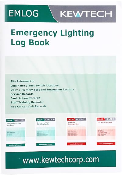 Kewtech EM1LOG Emergency Lighting Maintenance Log Book Green BS 5266-1 Compliant
