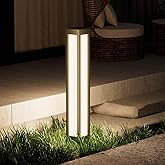 SkyGlow 32" Bollard Light, 120V Line Voltage Aluminum LED IP65 Waterproof Outdoor Modern Landscape Path Lights, 3000K Curb Ap