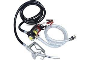 AETLEEMO 12V Fuel Transfer Pump, Diesel Transfer Pump with Filter, Hose and Nozzle for Diesel, Kerosene and Transformer Oil, 12 GPM Self-priming Diesel Transfer Pump Kit