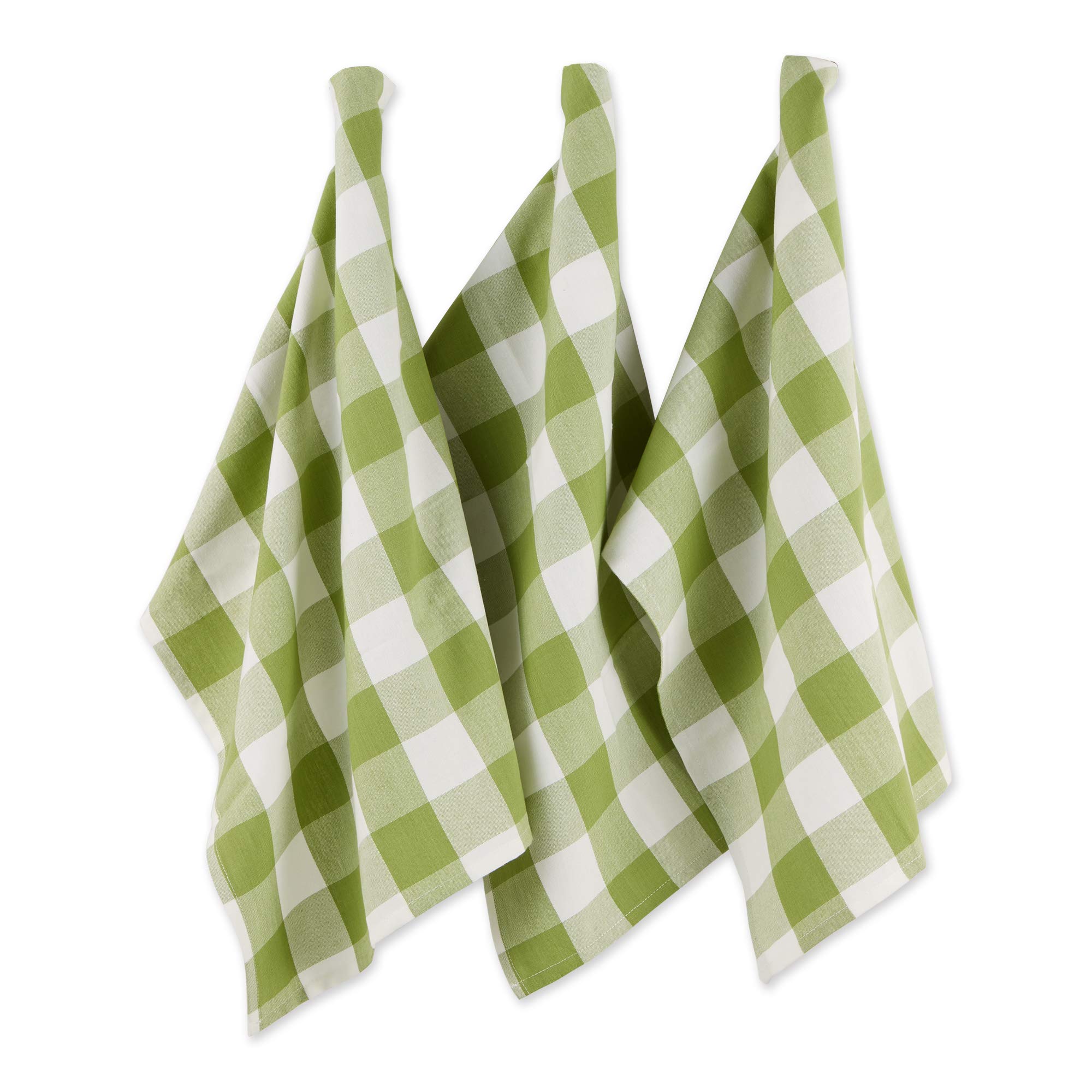 DII Buffalo Check Classic Farmhouse Kitchen Collection, Dishtowel Set, Antique Green 3 Piece