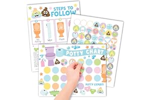 Hadley Designs Potty Training Chart for Toddlers Boys -10 Sticker Potty Chart for Toddlers Girls, 8.5x11" Potty Training Sticker Charts for Toilet Success, Pastel Toddler Reward Chart for Kids