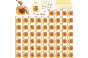 XING-RUIYANG 1.5 oz Mini Honey Jars，60 pack baby shower favors,There's honey sticks, bee pendants, stickers and gold goodie b