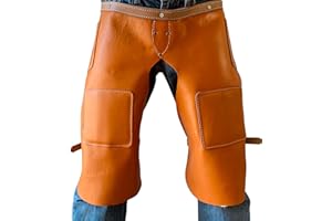 WESTERN HERITAGE LEATHER Western Heritage | Heavy Duty Top Grain Leather Leg Hay Chaps, Apron, Orange Color | Professional Grade | Ideal for Work, Sports, Horse/Bike Gear, Saddle Barn, Rodeo