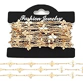 WOZEAH 5 Meters /16.4Ft Stainless Steel Gold Chain for Jewelry Making, KC Gold Plated Chain Craft Jewelry Chain, DIY Necklace Bracelet Anklet(TYPE6)
