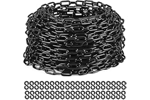Drawpies Plastic Chain, 200Ft Black Plastic Chains Links, Large Plastic Safety Chain Barrier