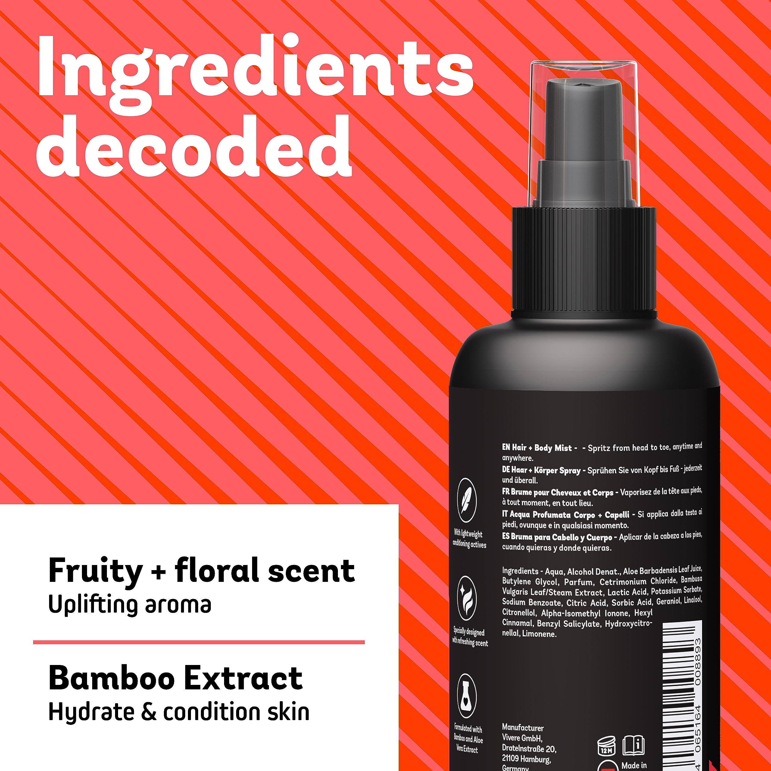 ZUMBA Hair & Body Mist - Post-workout Hair Mist & Body Mist For Women - Refreshing Body Oil Mist & Hair Scented Mist w/Bamboo & Aloe Vera extract, 5.1 Fl Oz