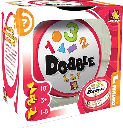 Asmodee Dobble 1,2,3 Card Game Tin Box 55 Cards 2-8 Players Ages 6+