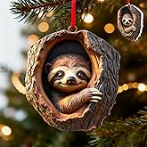 Forest Animal Christmas Ornaments, Valentines Day Gifts for Him Her Women, Funny Forest Animal Ornaments for Christmas Tree, 3D Ornaments Hanging Valentines Gift for Animal Lovers(Sloth)