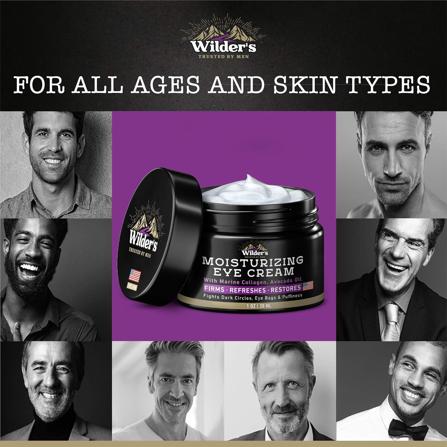 Moisturizing Men's Eye Cream - Eye Firming & Refreshing Men’s Wrinkle Cream - Made in USA - Men's Anti-Aging Cream for Dark Under-Eye Circles, Eye Bags & Puffiness - Under Eye Cream for Men 1 oz: Beauty