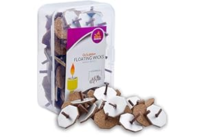 Ner Mitzvah Pre-Assembled Floating Wicks Octagon Shaped - 100 Count - Cotton Wicks and Cork Disc Holders for Oil Cups