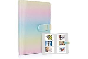 Riosin 108 Pockets Mini Album Compatible with Fujifilm Instax Mini film, Suitable for Instax Mini 12/11/7+/9/Evo/Link 2, 2x3" Photo Album for Canon ivy 2 Kpop Photocard (Shining Rainbow)