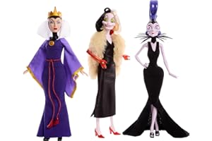 Mattel Disney Princess Toys, Villains Multipack with Evil Queen, Cruella de Vil & Yzma Fashion Dolls, Disney 100 Years of Wonder Collectible