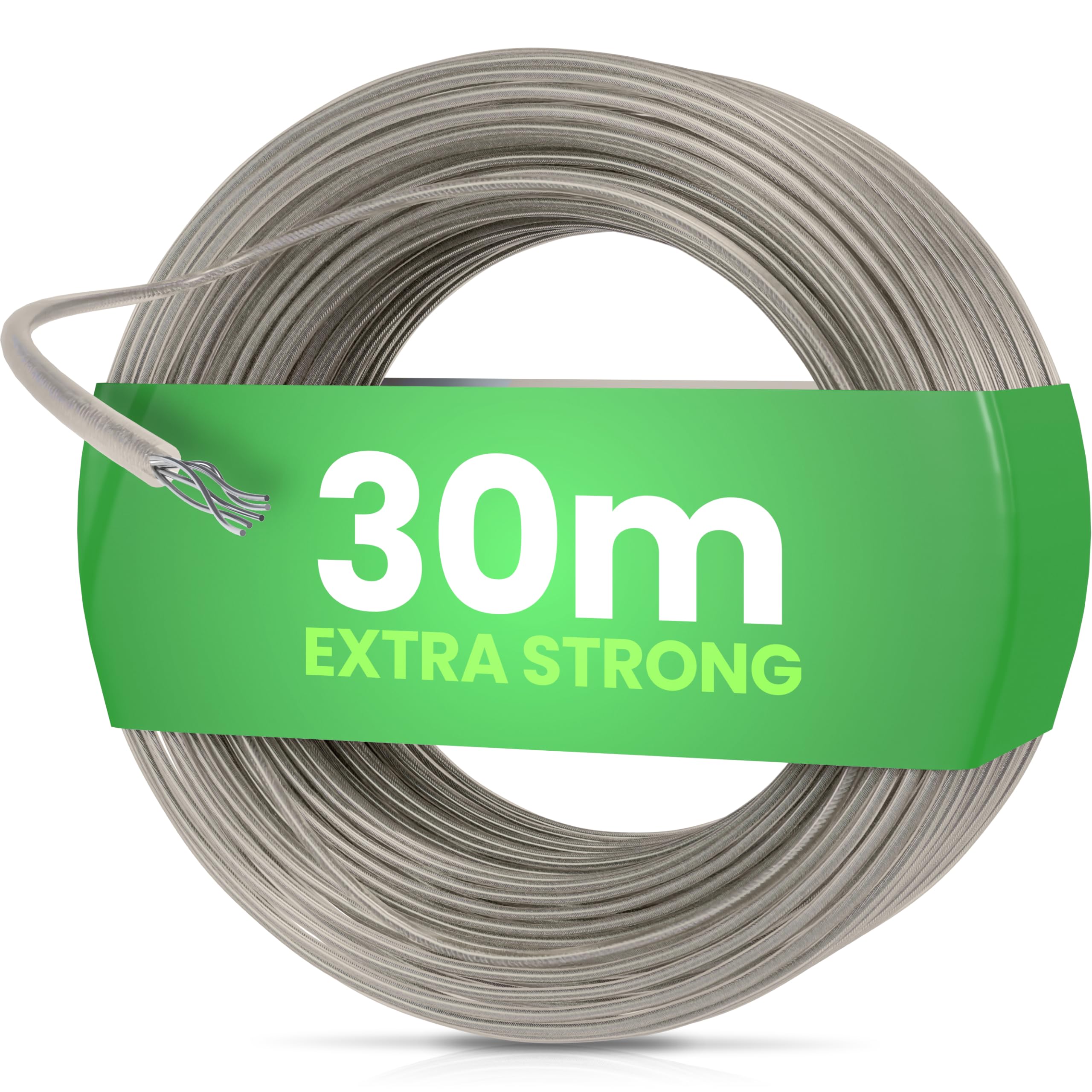 SimplySmooth Clothes Line 30m - Steel-Core Clothesline Available in 3 Lengths - Extra Strong and Stable - Ideal for Rotary Dryers, Gardens, and Camping - Suitable for Outdoor and Indoor Use