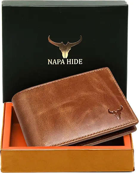 Napa Hide RFID Protected Genuine High Quality Leather Wallet for Men (Brown)