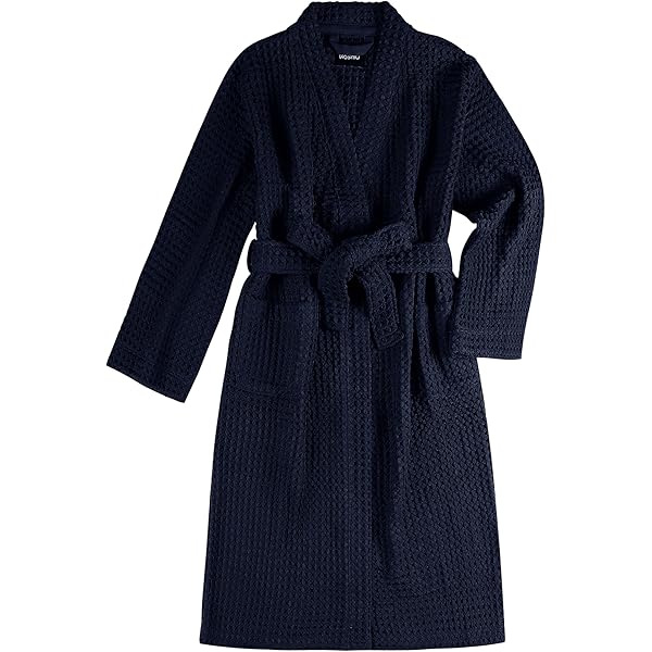 Fendawn Unisex Cotton Kimono Bathrobe & Pajama Set - Japanese Style, Medium, Navy Blue