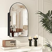 FUNFOLLOW Bathroom Medicine Cabinet with Mirror, Arched Medicine Cabinet Wall Mounted, Modern Vanity Mirror with Storage, Mir