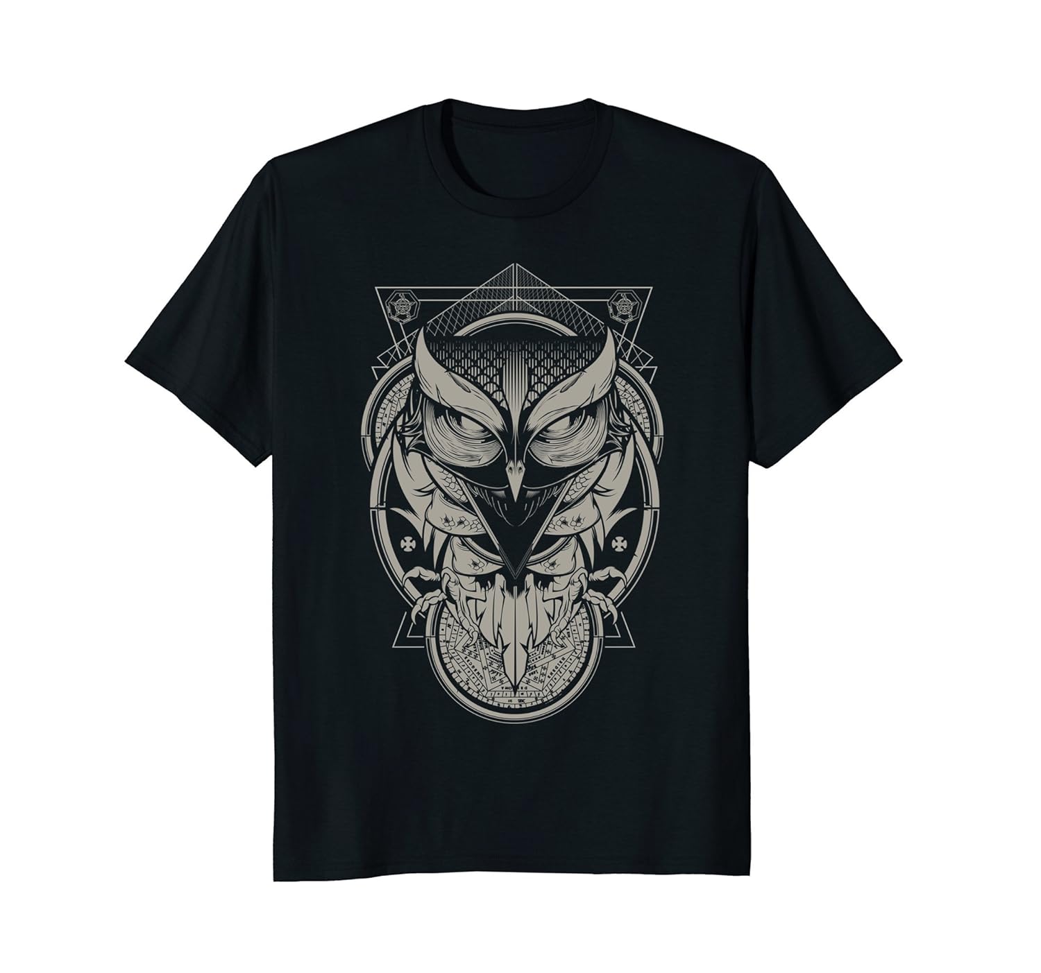 “Alchemy Owl” Ornate Geometric Animal Graphic TShirtln Lntee