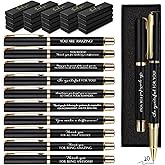 PerKoop 20 Sets Thank You Gifts Inspirational Ballpoint Pen with Box Employee Appreciation Gift Pen Bulk for Social Worker Doctor Dispatcher Assistant Secretary Office Staff(Black,Thank You)