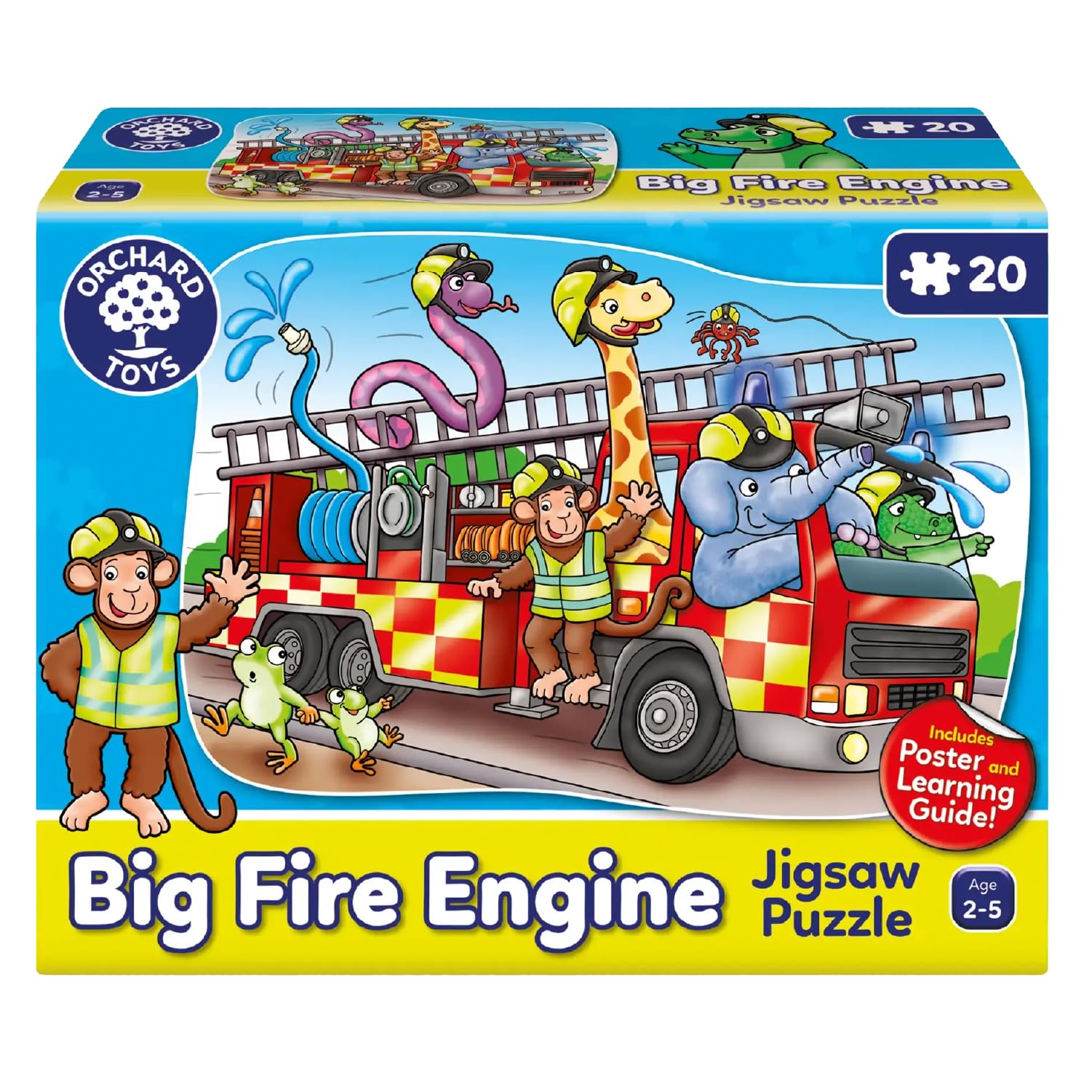 Orchard Toys Big Fire Engine Jigsaw Puzzle, 20 Piece Shaped Educational Jigsaw Puzzle For Kids, Toddlers, Ages 2-5, Develops Hand-Eye Coordination