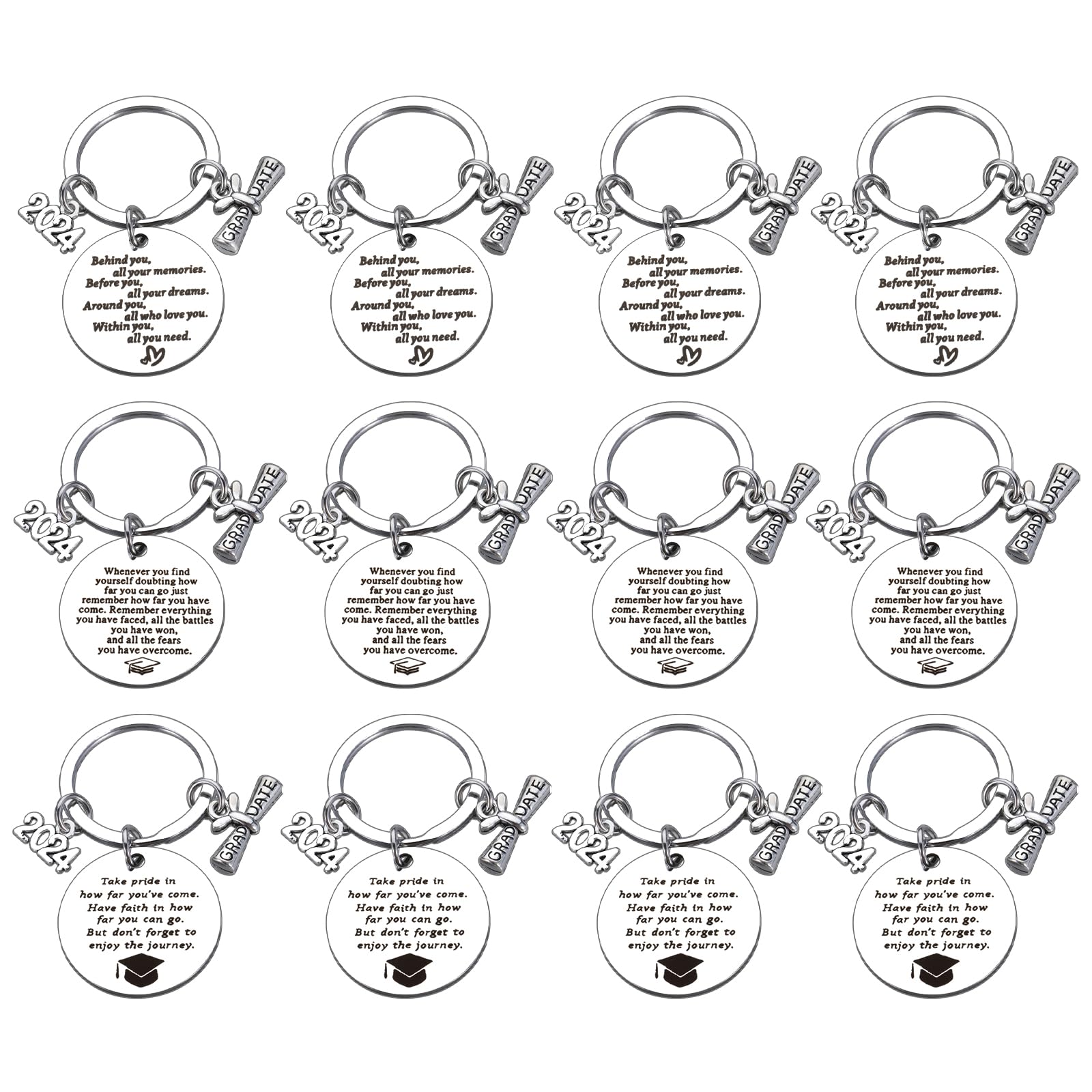 Photo 1 of 12 Pcs 2024 Graduation Gifts Bulk Keychains, Class of 2024 Graduation Gifts for Her Him, Middle College Senior High School Graduation Gifts for Students from Teacher Principal School Graduation Favors