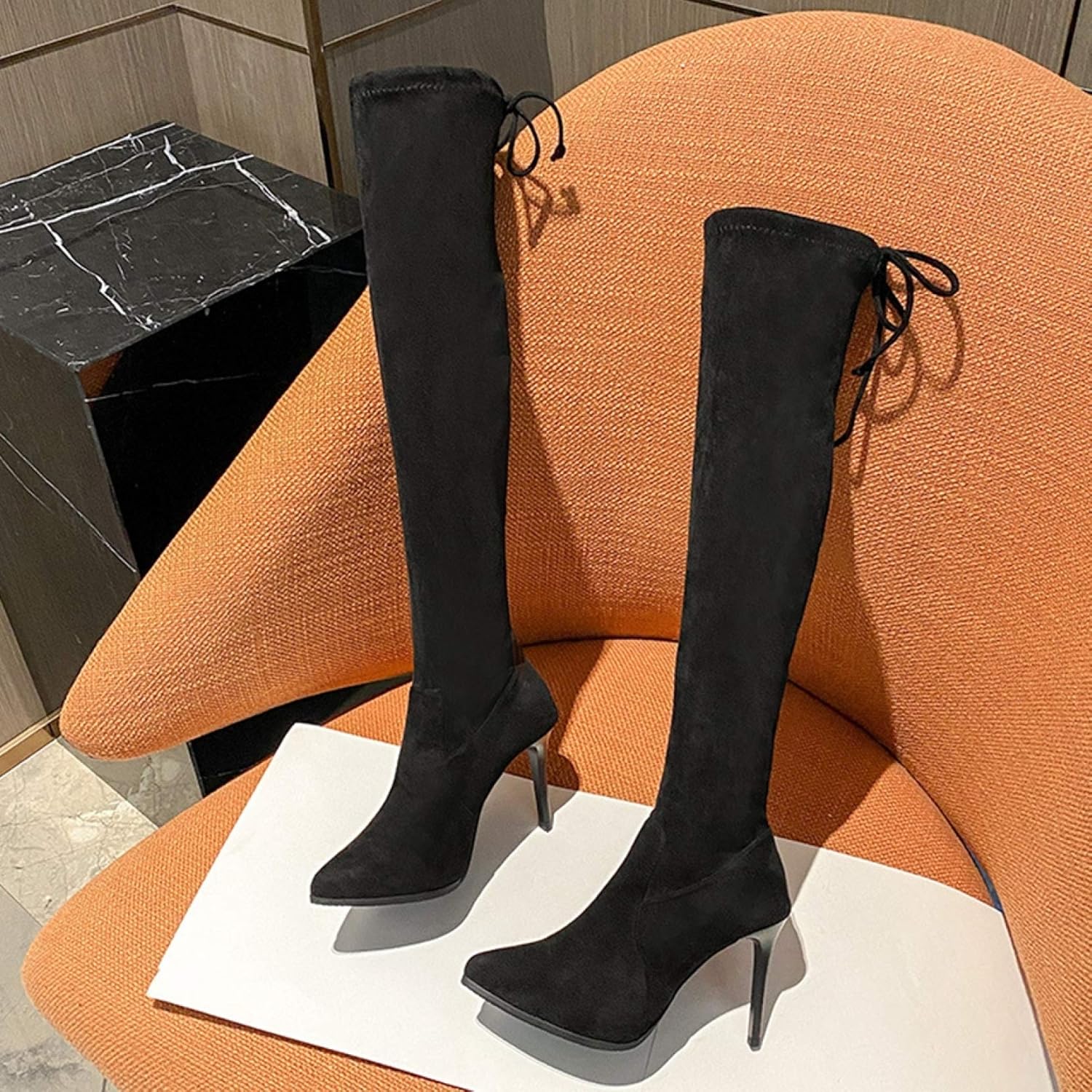 Amazon Gzgz ニーハイブーツ ブーツ ニーハイ ストレッチ 美脚 10cmヒール ロング ブーツ ピンヒール 黒 ハイヒール ニーハイ ブーツ レディース 大きいサイズ ロングブーツ レディースブーツ 裏ボア 柔らかい 美脚効果 21 5 25cm Gzgz ブーツ ブーティ