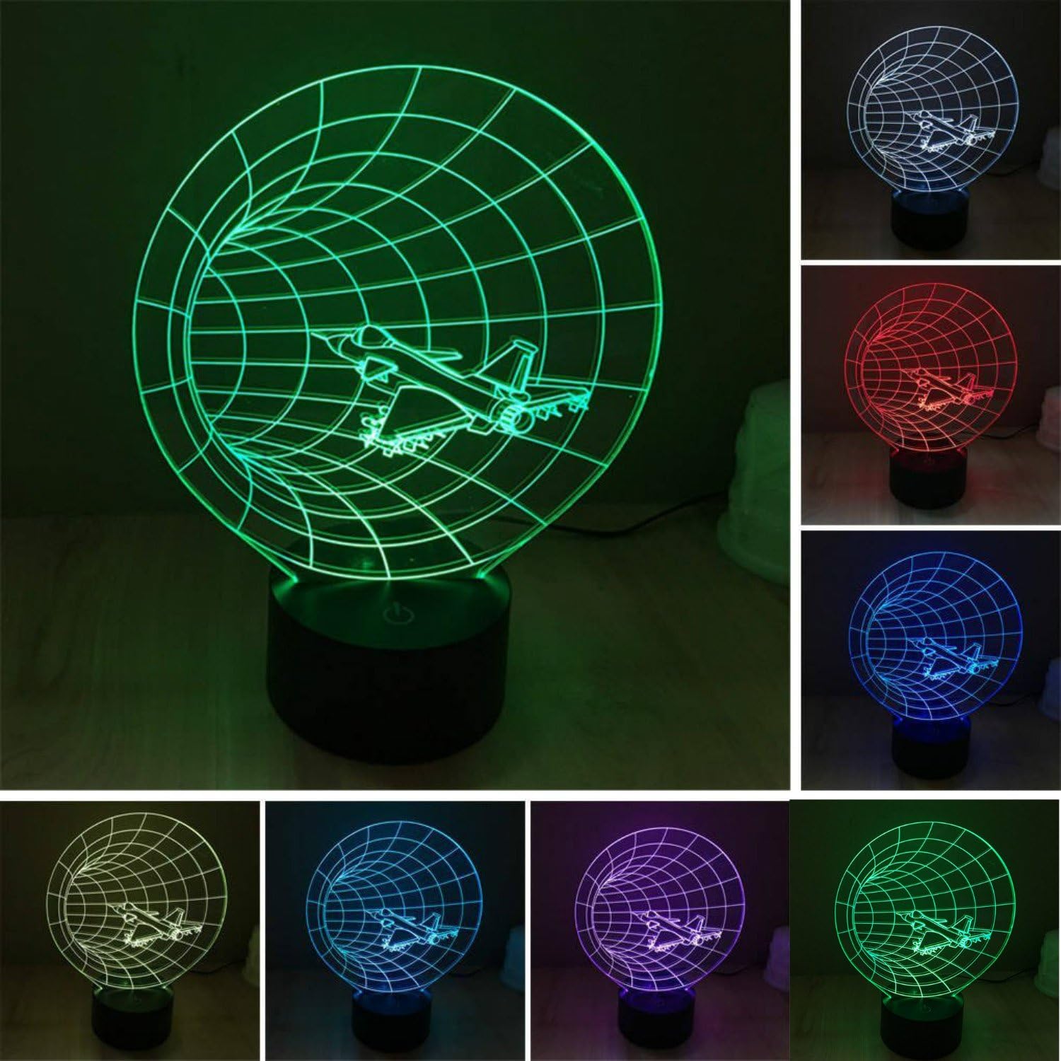 Tama Caumi Time Tunnel Science Fiction 3D Night Amazing Optical LED 7 color Change Table Desk Light Lamp
