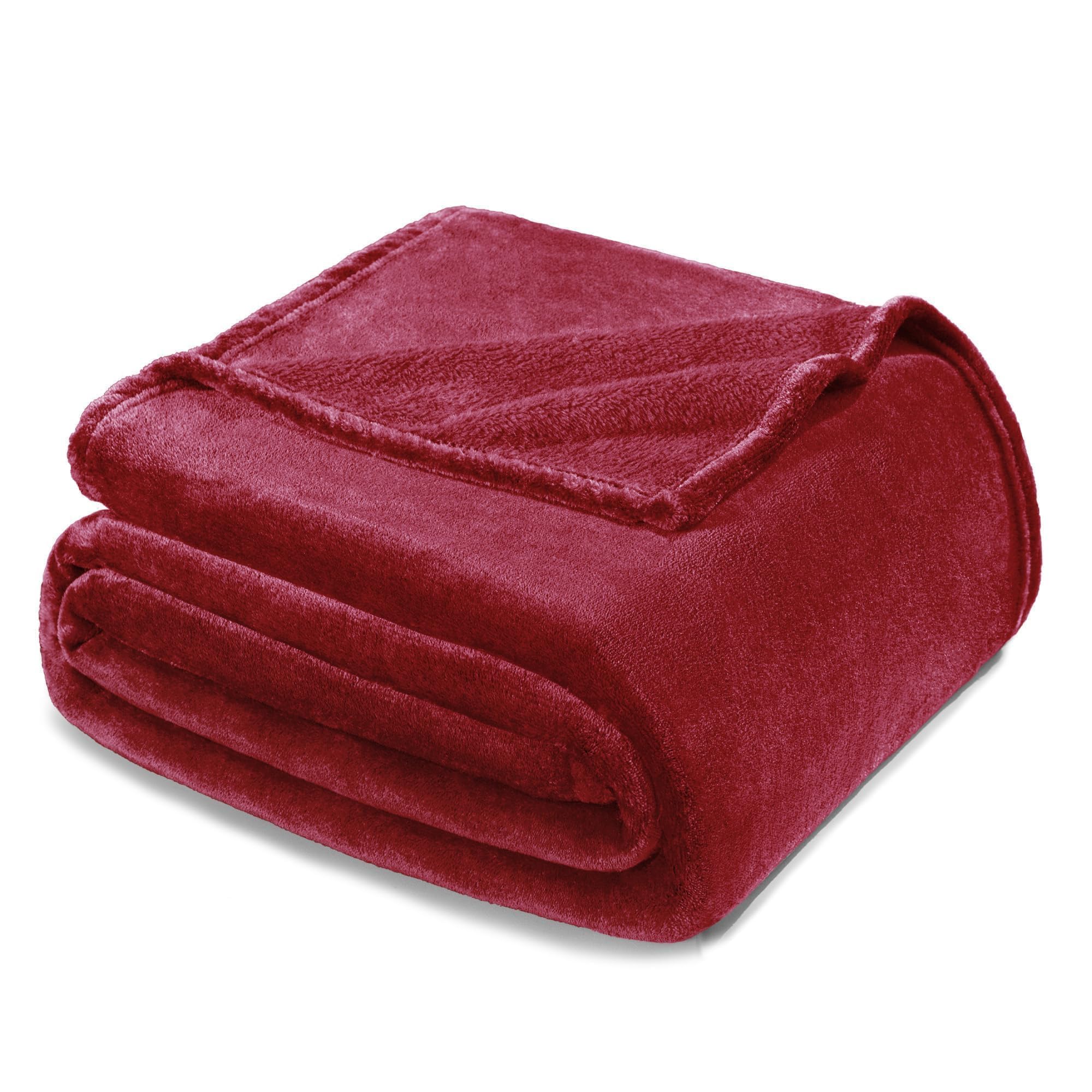 Exclusivo Mezcla Fleece Blanket Queen Size for Bed, Super Soft and Warm, All Season Use, Cozy, Plush, Lightweight, 230x230 CM, Deep Red