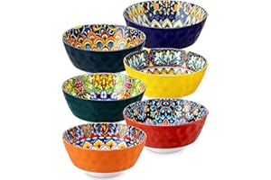 vancasso Cereal Bowls, Ceramic Soup Bowls Set of 6, 26 oz Corlorful Bowls Set, Dishwasher & Microwave Safe- for Cereal, Soup,