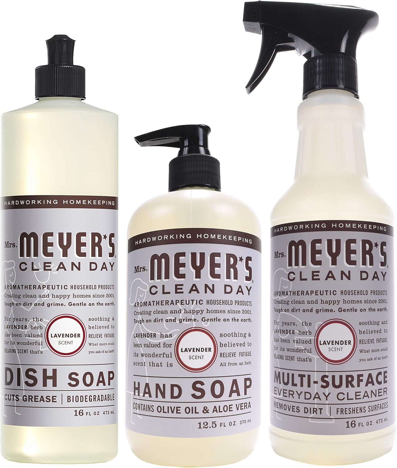 Mrs. Meyer's Clean Day Kitchen Basics Set, Includes: Multi-Surface Cleaner, Hand Soap, Dish Soap, Lavender Scent, 3 Count Pack: Health & Personal Care