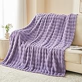 NEWCOSPLAY Throw Blanket for Couch Lavender Super Soft Flannel Fleece 3D Bubble Lightweight Bed Blanket All Season Use (Lavender, Throw(50"x60"))