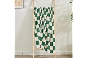 Qeils Throw Blanket for Couch, Checkered Blanket Microfiber Super Soft Knit Forest Green Throw Blanket for Sofa, Chair, Bed, Camping, Lightweight Travel Bed Blanket - 60"*80"