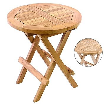 Divero GL05540 Hocker Blumen, Beistell, Kinder-Tisch Garten Balkon Terrasse Teak-Holz klappbar unbehandelt Wählbar (behandelt