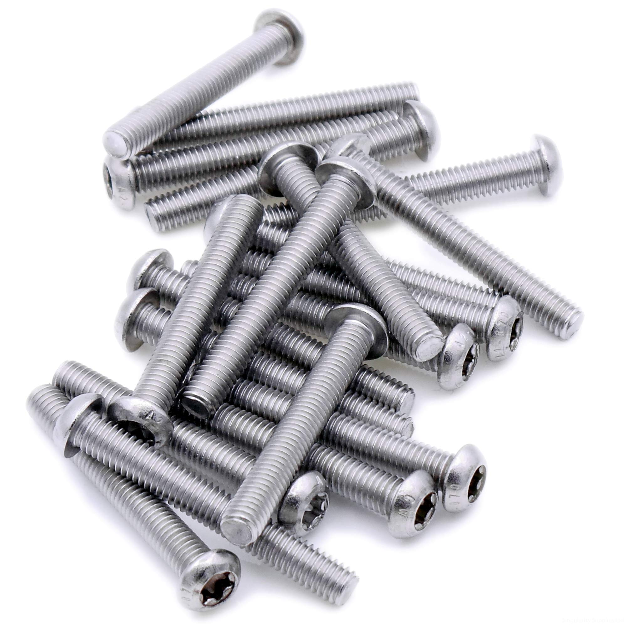 M3 (3mm x 14mm) TX Socket Button Machine Screw (Bolt) - Stainless Steel (A2) (Pack of 20)