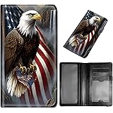 DEGDFSGR Checkbook Cover PU Leather Checkbook Covers for Women for Duplicate Checks, Check Book Covers with RFID Blocking Function for Personal Checkbook, Eagle and US Flag