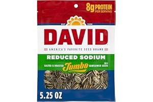 DAVID Reduced Sodium Jumbo Sunflower Seeds, Original Flavor, Stocking Stuffer, 5.25 oz.