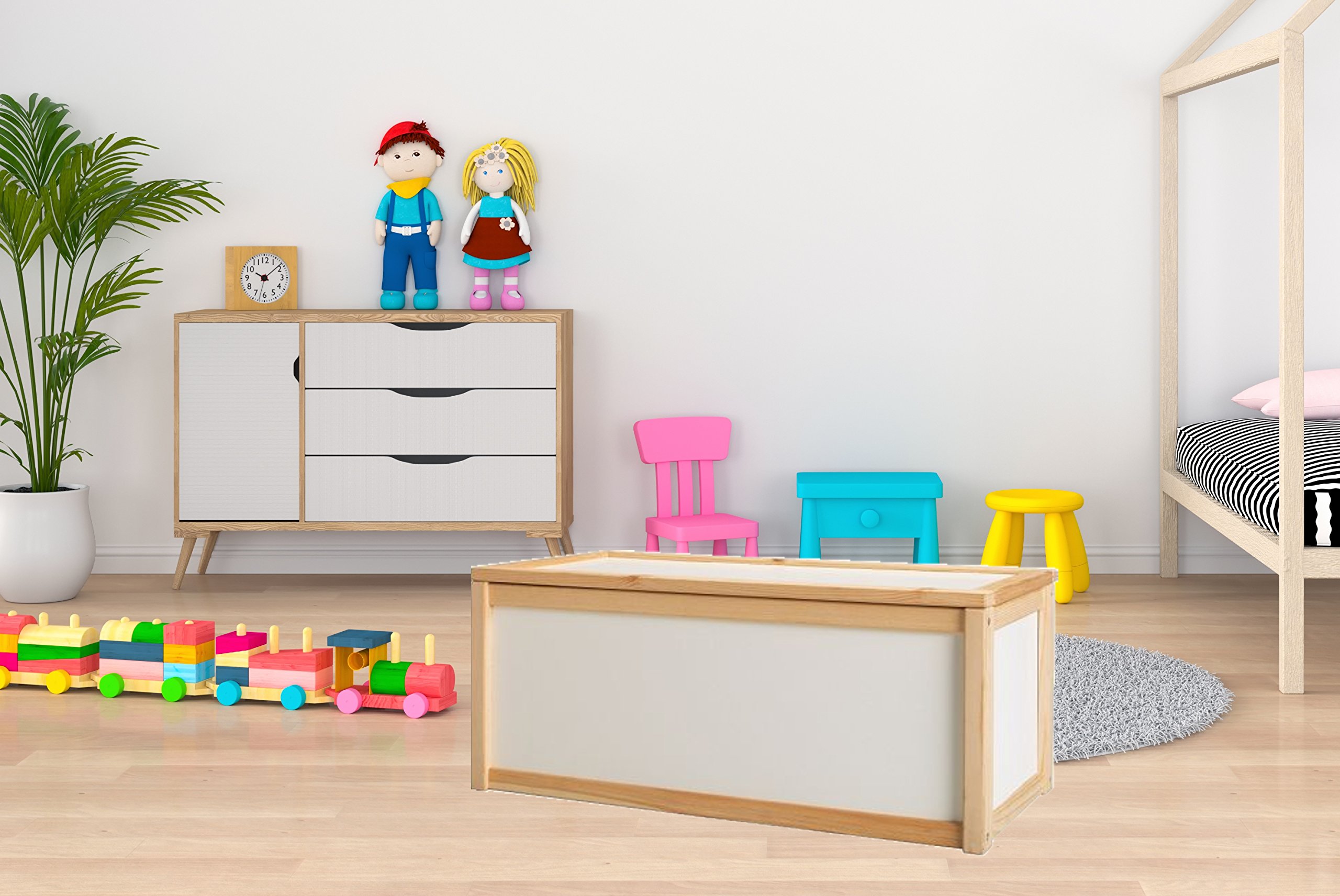 Valdern BEECH WOOD - TOYBOX KIDS CHILDREN TOY STORAGE - IDEAL FOR PERSONALISED TOY BOXES