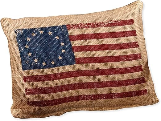 Amazon Com The Country House Collection Small Burlap Flag Pillow