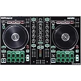 Roland DJ-202 Compact DJ Controller | 2-Channel, 4-Deck Controller for Serato DJ Lite | Large, Low-Latency Platters | Iconic 