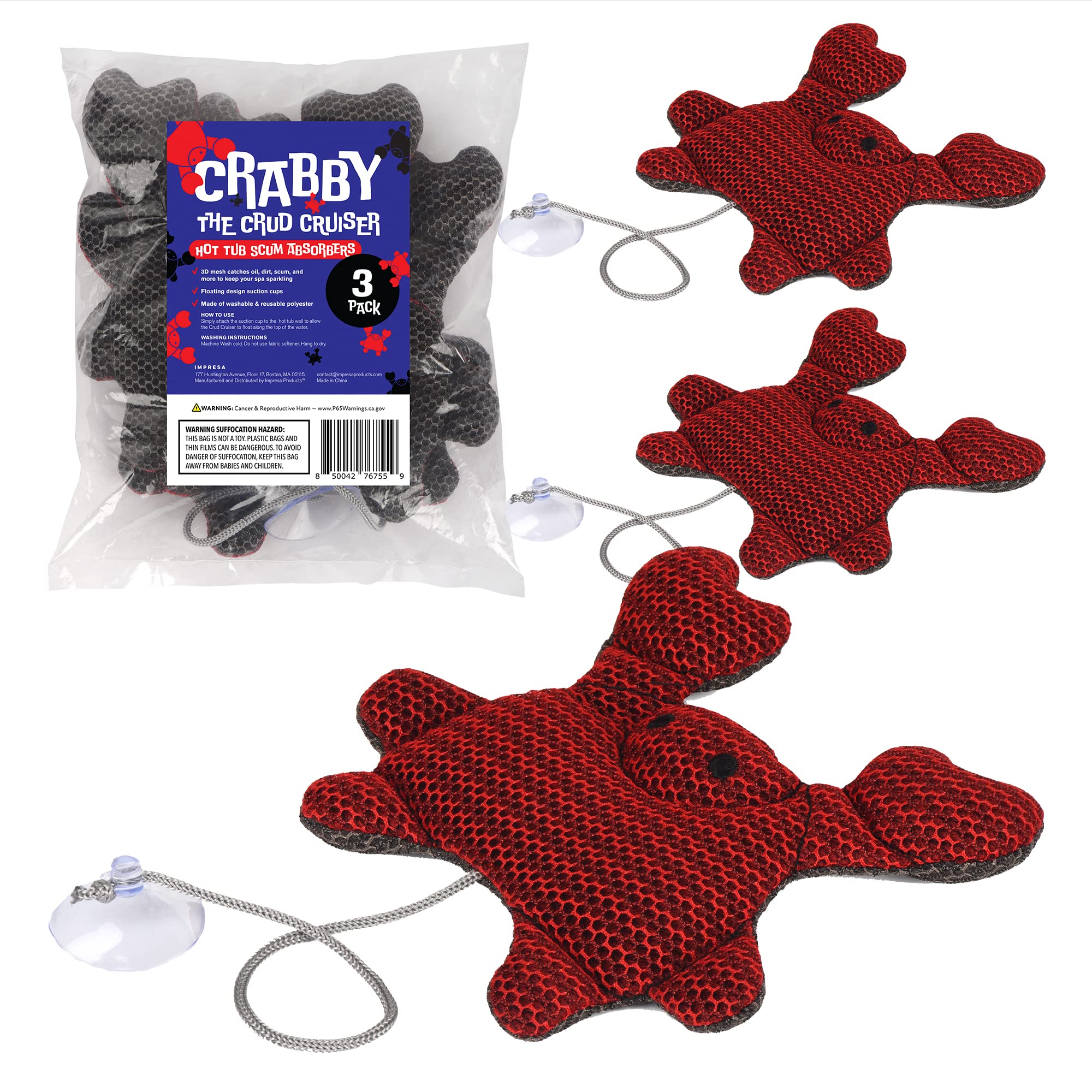 Photo 1 of [3 Pack] Crabby The Crud Cruiser - Floating Hot Tub Sponge for Scum, Oil & Debris - Pool & Hot Tub Scum Absorber - Mesh Hot Tub Accessories for Adults & Kids - Scum Absorber for Spa Hot Tub