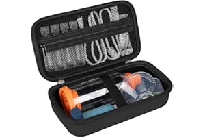 Supmay Hard Case for Asthma Inhaler, Handheld Spacer for Kids and Adults, Masks, Inhaler Holder Asthma Travel Bag Carrying Organizer with Mesh Pocket fit Medication and Accessories, Black