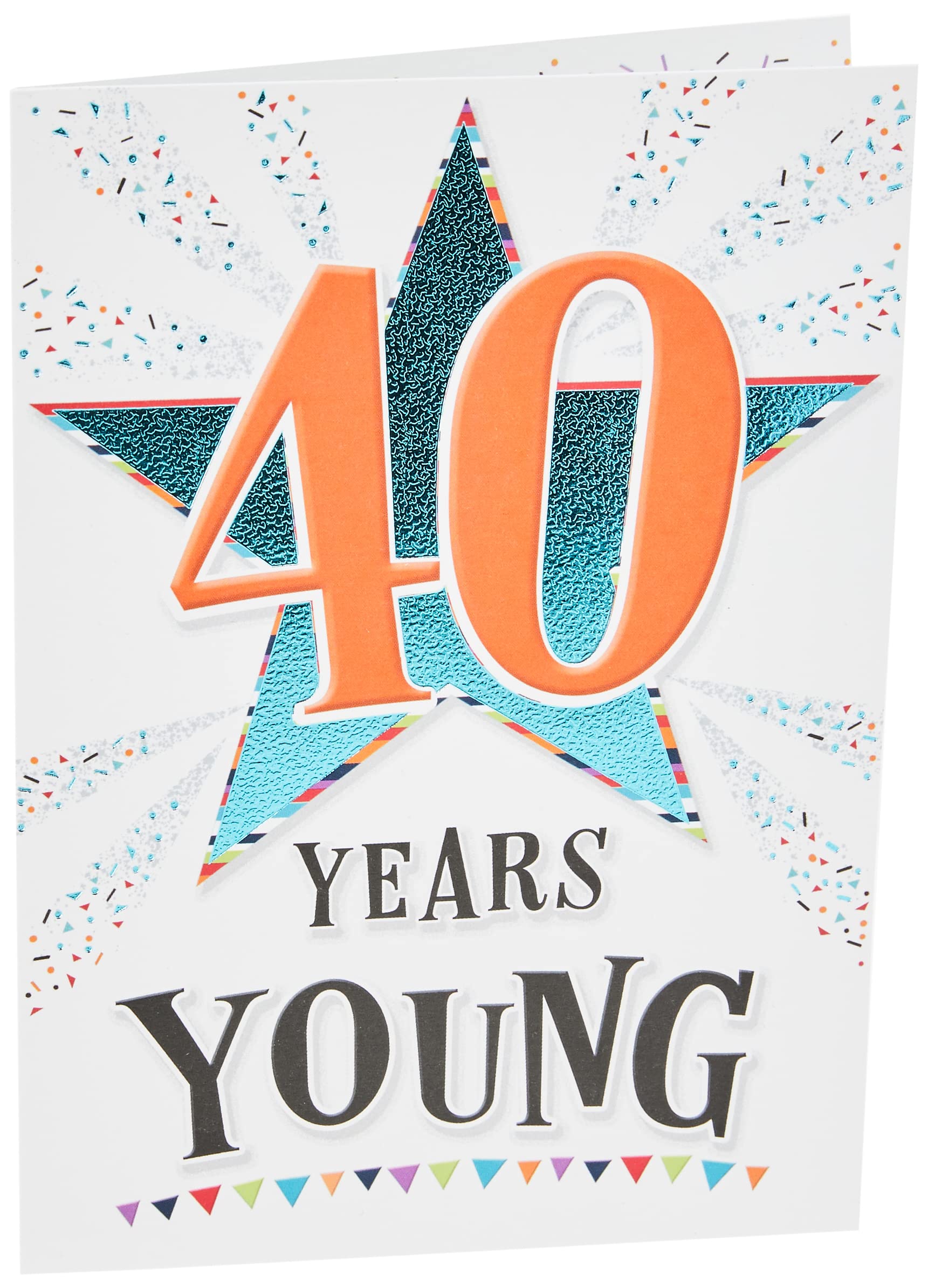 Piccadilly Greetings Modern Milestone Age Birthday Card 40th 40 Years Young - 7 x 5 inches