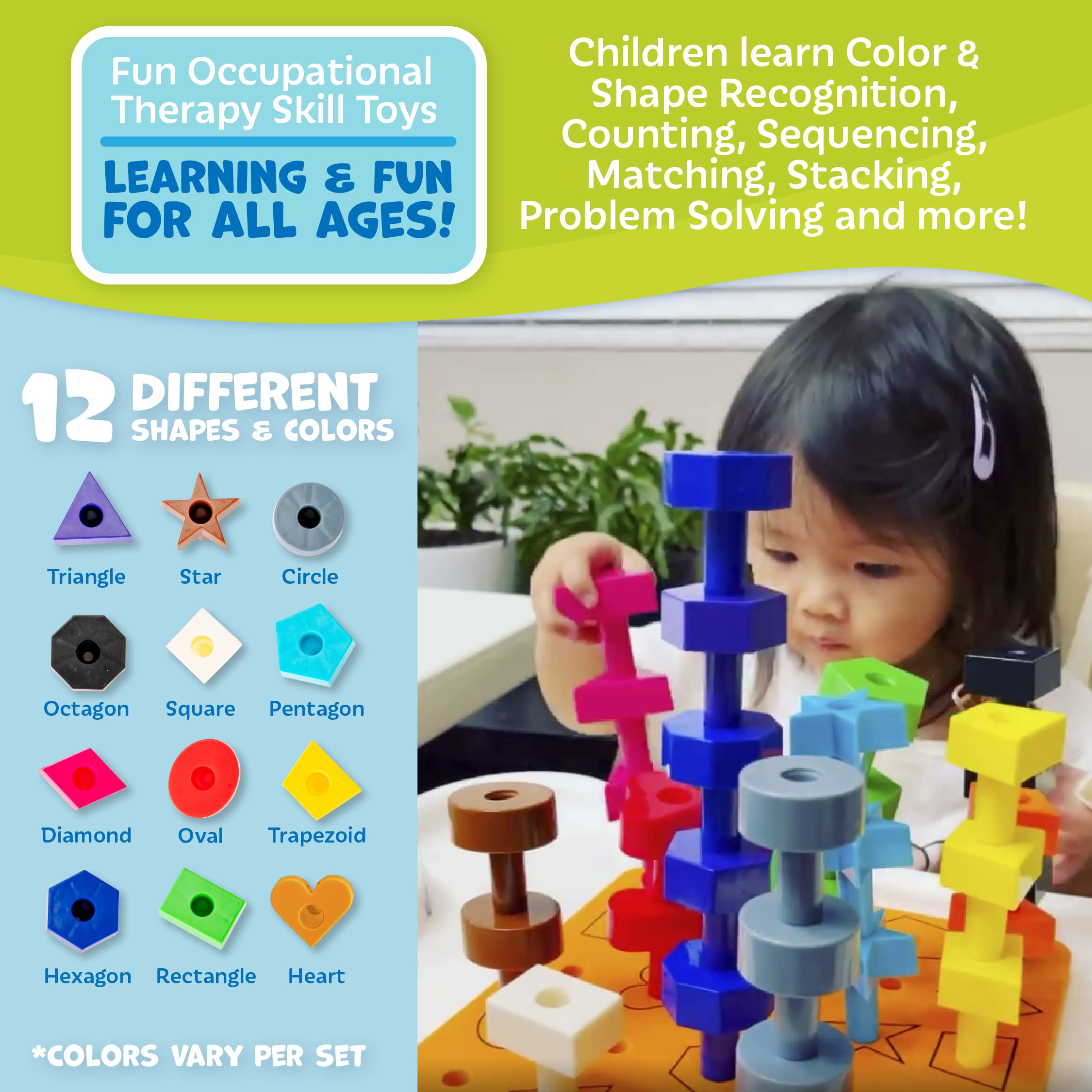 Skoolzy Sensory Peg Board 38Piece Set STEM and Montessori Learning