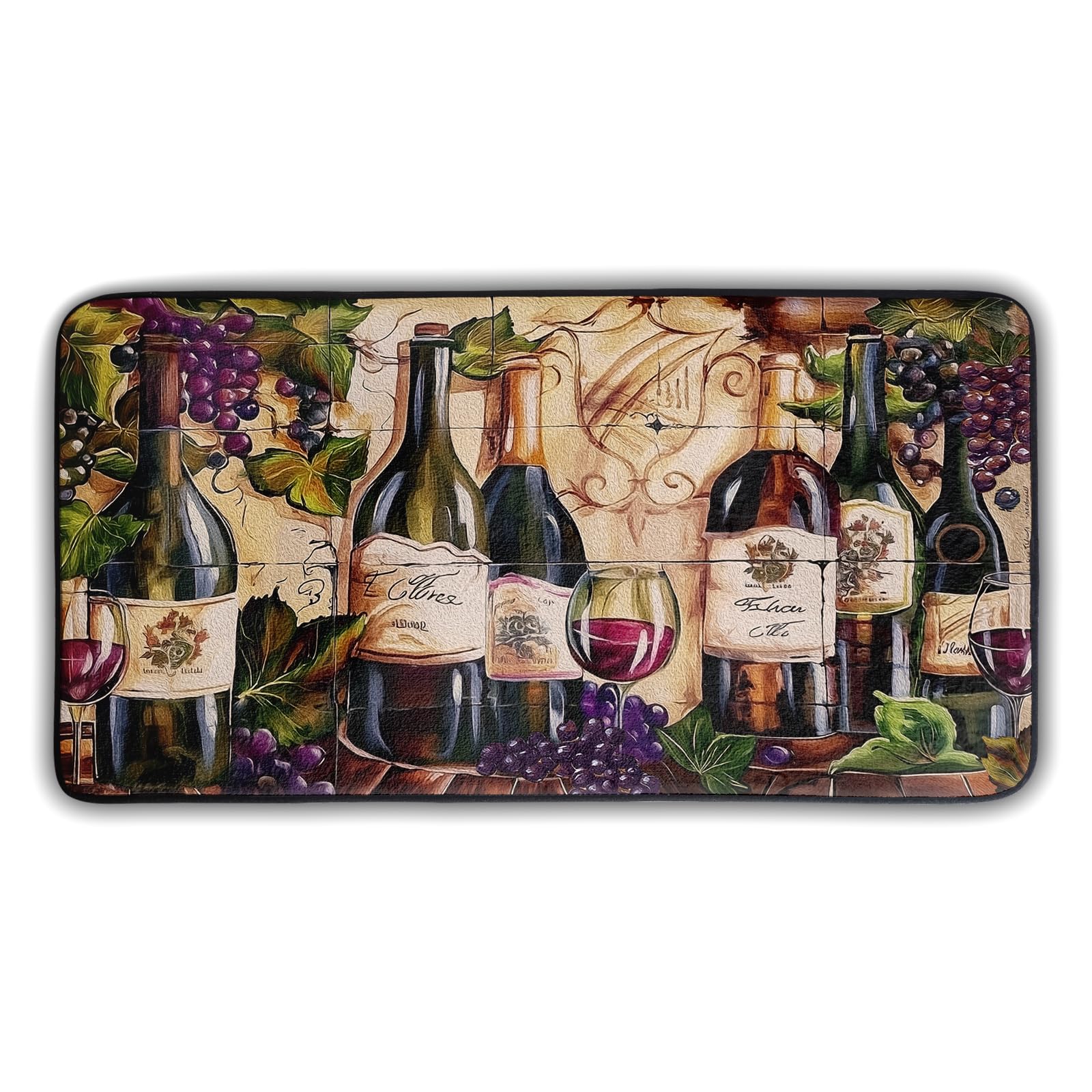 Photo 1 of Kawani Grapes Wine Rugs for Kitchen Floor 39x20 Inch Wine Bottle Rugs Absorbent Kitchen Mat and Rug for Home & Kitchen & Office Decor Memory Foam Mat Non-Skid…