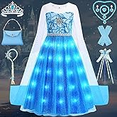 Hauarker Girls Blue Princess Dress for Kids Halloween Costume Birthday Outfits Gift Dress Up with Accessories